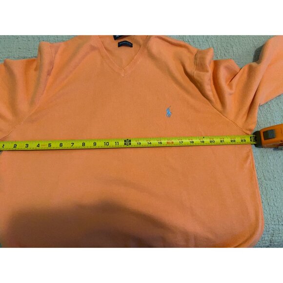 Polo Ralph Lauren Sweater Men XL Orange Pima Cotton V Neck Knit Lightweight/Prep - Picture 8 of 11